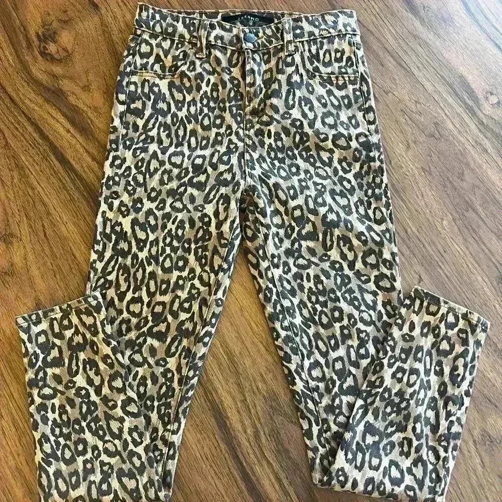 J Brand Alana High-Rise Skinny Ankle Jeans, Gold Leopard-Sz 24